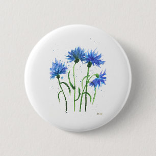 Blumenkornblumen Blumen Aquarell Button