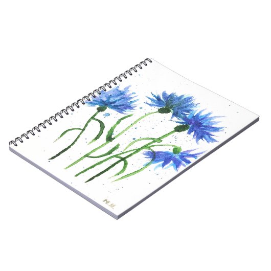 Blumenkornblumen Blumen Aquarell Notizblock (Linke Seite)