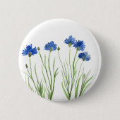 Blumenkornblumen Blumen Aquarellfarben Wildblumen Button (Vorderseite)