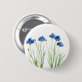 Blumenkornblumen Blumen Aquarellfarben Wildblumen Button (Vorne & Hinten)