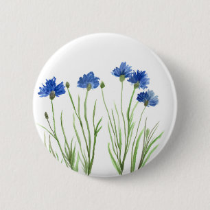 Blumenkornblumen Blumen Aquarellfarben Wildblumen Button