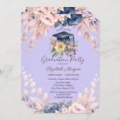 Blumenkorps, Blume Lila Abschluss Einladung (Vorne/Hinten)