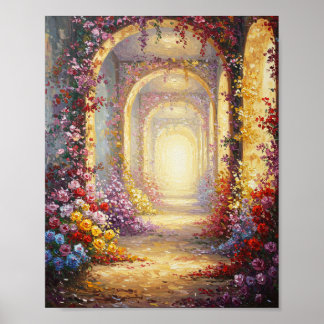 Blumenkorridor mit Torbogen | impressionistische Ö Poster