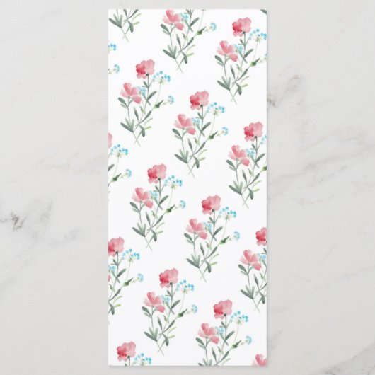 Blumenkost Rustikale Wildblumen Abendmenü Menükarte (Rückseite)