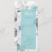 Blumenkost und Berries Blumenmenü Aquamarin D476 Menükarte (Vorne/Hinten)