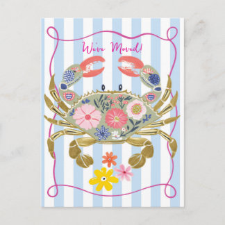 Blumenkrabbe und Streifen Umzugspostkarte Postkarte