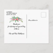 Blumenkraftpapier-Skript-rustikale Hochzeit danken Ankündigungspostkarte (Rückseite)