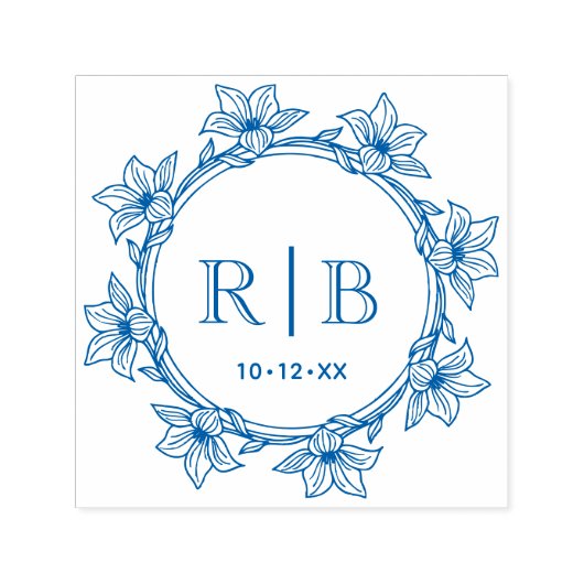 Blumenkranz #31 Zweibuchstaben-Hochzeitsmonogramm Permastempel (Design)