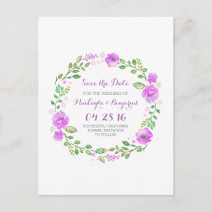 Blumenkranz Aquarell Save-the-Date-Postkarten Ankündigungspostkarte