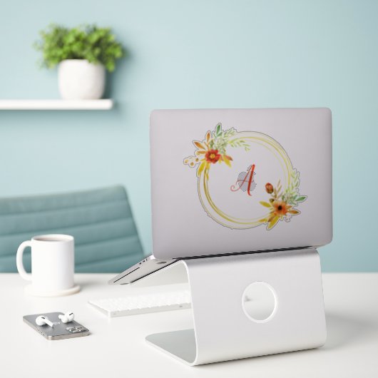 Blumenkranz Aufkleber (Laptop auf Schreibtisch)