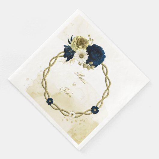 Blumenkranz aus phantastischem Elfenbeingold Serviette (Ecke)