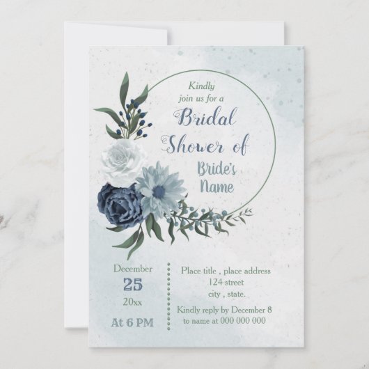 Blumenkranz Brautparty Einladung (Vorderseite)