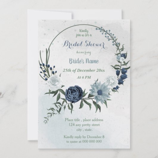 Blumenkranz Brautparty Einladung (Vorderseite)