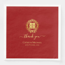 Blumenkranz danke Ihnen rotes chinesisches Hochzei Serviette
