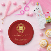 Blumenkranz dankt Ihnen für die Hochzeit in China Pappteller (Party)