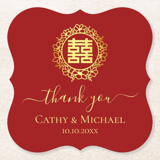 Blumenkranz dankt Ihnen für die Hochzeit in China Untersetzer (Vorderseite)