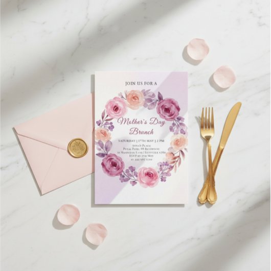 Blumenkranz-Design Muttertags-Brunch Einladung
