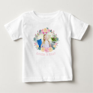 Blumenkranz Einhorn Geburtstagsfeier Benutzerdefin Baby T-shirt