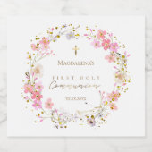 Blumenkranz Erste Heilige Kommune Schaumweinetikett (Einzelnes Label)