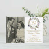 Blumenkranz Foto 50. Hochzeitstag Einladung (Stehend Vorderseite)