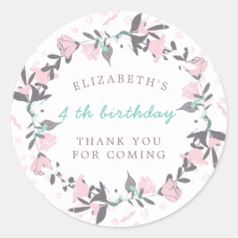 Blumenkranz Geburtstag der Blütenfeder Vielen Dank Runder Aufkleber