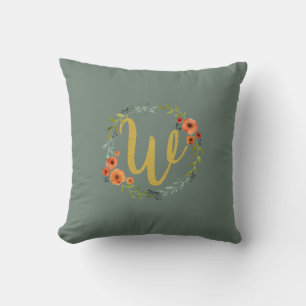 Blumenkranz Gold Monogramm Anfangsbuchstabe W Kiss Kissen