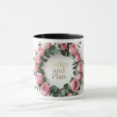 Blumenkranz Goldfolie Aufkleber Set | Rosé Pink R Tasse (Zentrum)