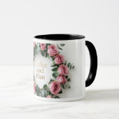 Blumenkranz Goldfolie Aufkleber Set | Rosé Pink R Tasse (VorderseiteRechts)