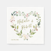 Blumenkranz, grüne Blätter in Herzform Serviette (Vorderseite)