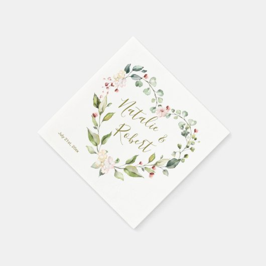 Blumenkranz, grüne Blätter in Herzform Serviette (Ecke)