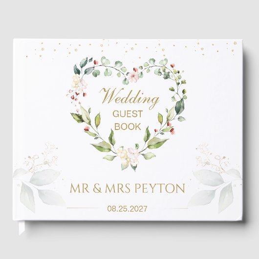 Blumenkranz, grünes Blattwerk, Gästebuch (Vorderseite)