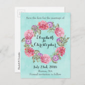 Blumenkranz-Hochzeit rettet das Datum Ankündigungspostkarte (Vorne/Hinten)