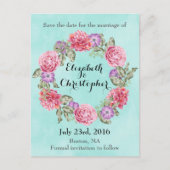 Blumenkranz-Hochzeit rettet das Datum Ankündigungspostkarte (Vorderseite)