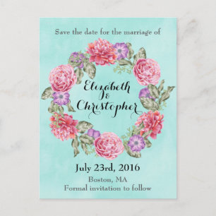 Blumenkranz-Hochzeit rettet das Datum Ankündigungspostkarte