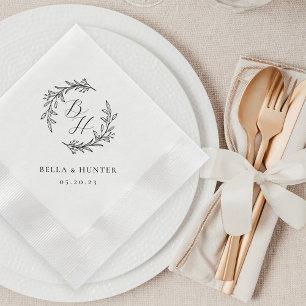 Blumenkranz Hochzeitsinitial-Monogramm Papier Serviette