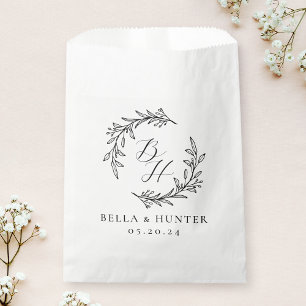 Blumenkranz-Hochzeitsinitialen-Monogramm Geschenktütchen