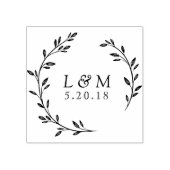 Blumenkranz-Hochzeitsmonogramm Gummistempel (Prägung)