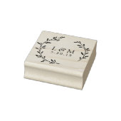 Blumenkranz-Hochzeitsmonogramm Gummistempel (Stempel)