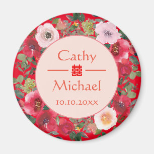 Blumenkranz im Roten Kreis, moderne chinesische Ho Magnet