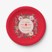 Blumenkranz im Roten Kreis, moderne chinesische Ho Pappteller (Vorderseite)