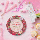 Blumenkranz im Roten Kreis, moderne chinesische Ho Pappteller (Party)