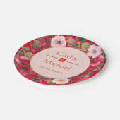 Blumenkranz im Roten Kreis, moderne chinesische Ho Pappteller (Schrägansicht)