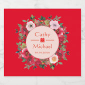 Blumenkranz im Roten Kreis, moderne chinesische Ho Schaumweinetikett (Einzelnes Label)