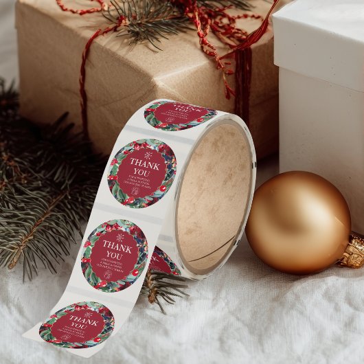 Blumenkranz in Aquarellfarbe Gold rot blau Vielen  Runder Aufkleber