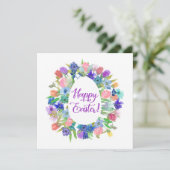 Blumenkranz in Form eines Eis, Frohe Ostern Einladung (Stehend Vorderseite)