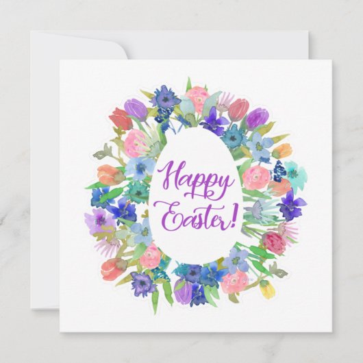 Blumenkranz in Form eines Eis, Frohe Ostern Einladung (Vorderseite)