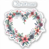 Blumenkranz in Form eines Herzkranzes - Weihnachte Aufkleber (Vorderseite)
