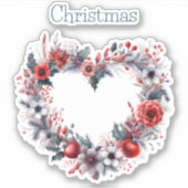 Blumenkranz in Form eines Herzkranzes - Weihnachte Aufkleber (Vorderseite)