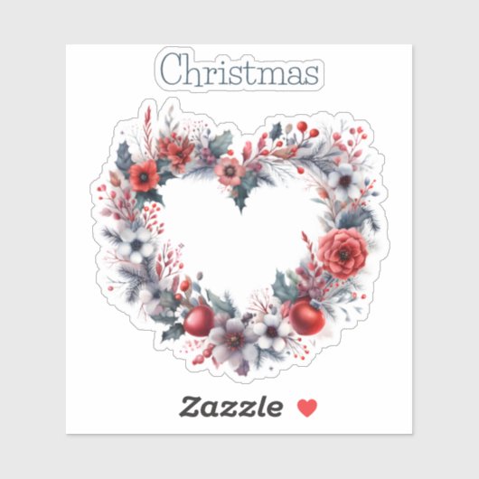 Blumenkranz in Form eines Herzkranzes - Weihnachte Aufkleber (Blatt)