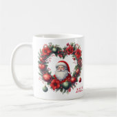 Blumenkranz in Herzform - Weihnachtsmann Kaffeetasse (Links)